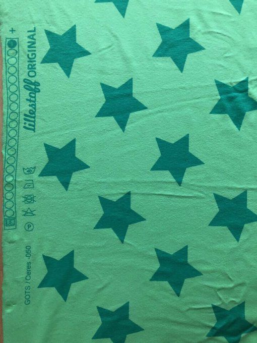 Coupon de jersey bio Lillestoff  grande étoile verte (50 cm )